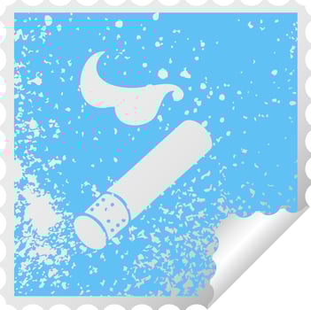 distressed square peeling sticker symbol smoking cigarette vector