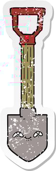 distressed sticker of a cartoon shovel vector