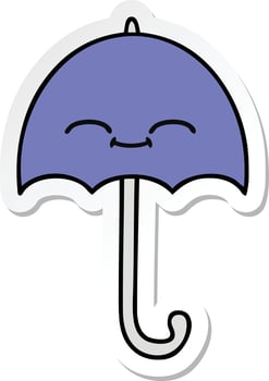 sticker of a cute cartoon umbrella vector