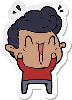 sticker of a cartoon happy man vector