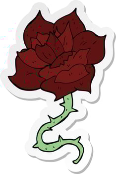 sticker of a cartoon rose vector