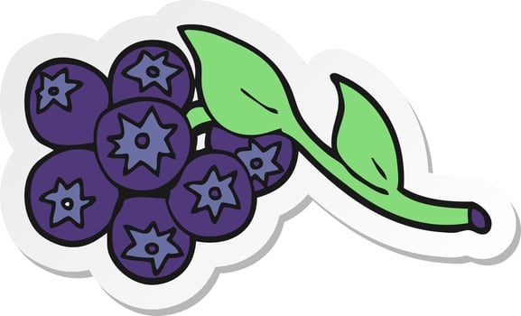 sticker of a cartoon blueberries vector