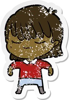 distressed sticker of a cartoon woman vector
