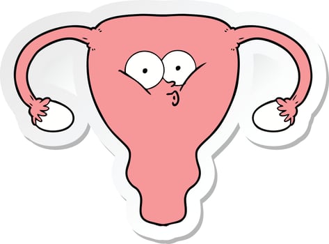 sticker of a cartoon uterus vector