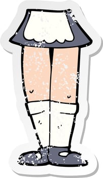 retro distressed sticker of a cartoon female legs vector