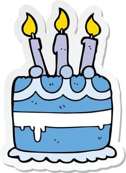 sticker of a cartoon birthday cake vector