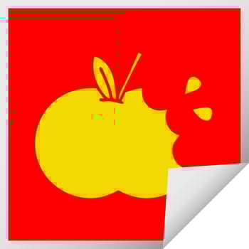 square peeling sticker cartoon juicy apple vector