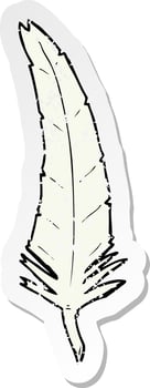 retro distressed sticker of a cartoon feather vector