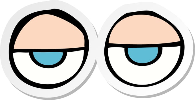 sticker of a cartoon eyes vector