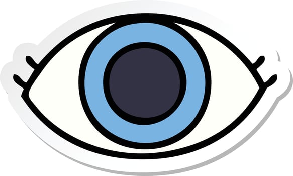 sticker of a cute cartoon eye vector