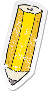 retro distressed sticker of a cartoon pencil vector