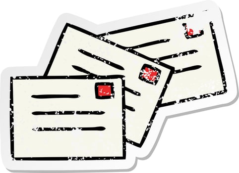 distressed sticker of a cute cartoon letters vector