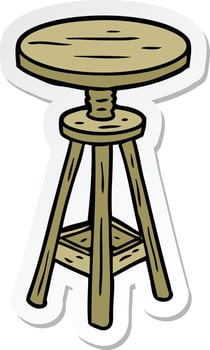 sticker of a cartoon artist stool vector