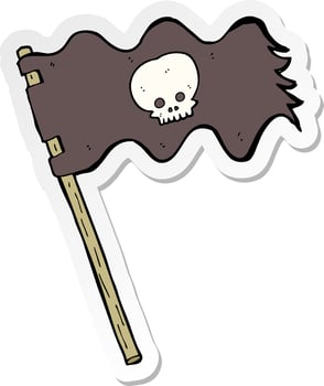 sticker of a cartoon pirate flag vector