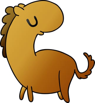 gradient cartoon kawaii of a cute horse vector