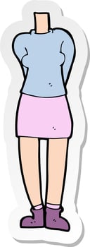 sticker of a cartoon female body vector