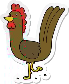 sticker of a cartoon rooster vector