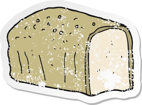 retro distressed sticker of a cartoon bread vector