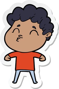 sticker of a cartoon man pouting vector