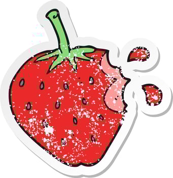 retro distressed sticker of a cartoon strawberry vector