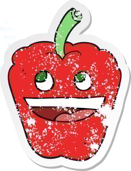 retro distressed sticker of a cartoon pepper vector