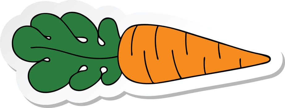 sticker of a quirky hand drawn cartoon carrot vector