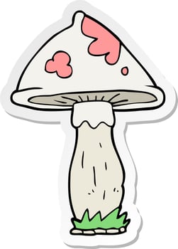 sticker of a cartoon mushroom vector
