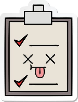 sticker of a cute cartoon check list vector