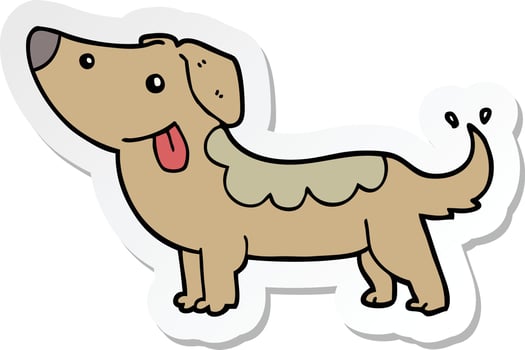 sticker of a cartoon dog vector