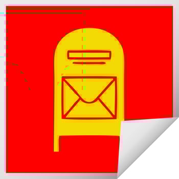 square peeling sticker cartoon mail box vector