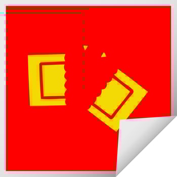 square peeling sticker cartoon cinema ticket vector