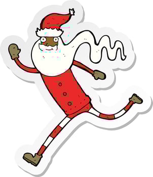 sticker of a cartoon running santa vector