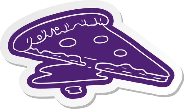 cartoon sticker of a slice of pizza vector