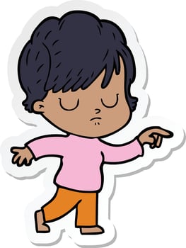 sticker of a cartoon woman vector