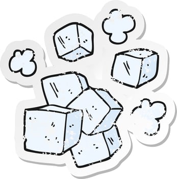 distressed sticker of a cartoon ice cubes vector