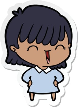 sticker of a cartoon woman vector