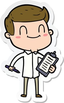sticker of a cartoon friendly man vector