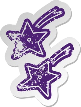 distressed old sticker of ninja throwing stars vector