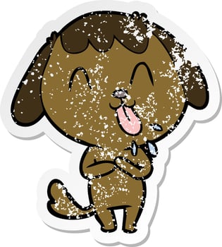 distressed sticker of a cute cartoon dog vector