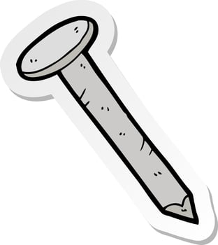 sticker of a cartoon nail vector