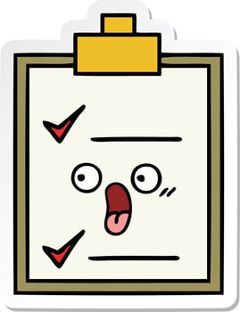 sticker of a cute cartoon check list vector