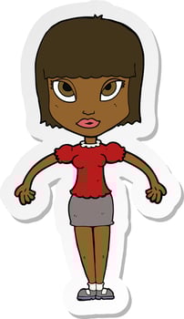 sticker of a cartoon pretty woman vector