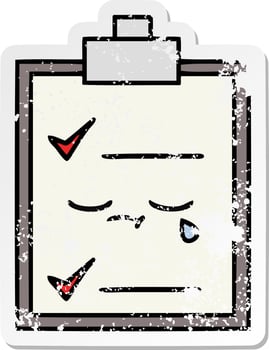 distressed sticker of a cute cartoon check list vector