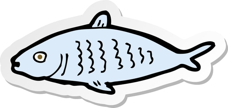sticker of a cartoon fish vector