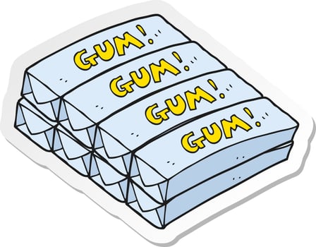 sticker of a cartoon chewing gum vector
