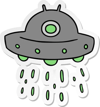 sticker cartoon doodle of an alien ship vector