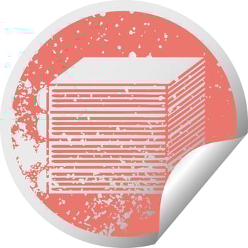 distressed circular peeling sticker symbol stack of books vector
