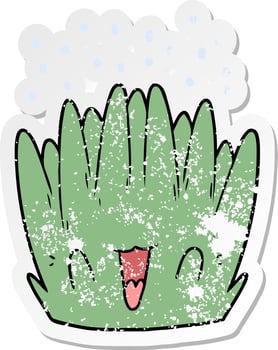 distressed sticker of a cartoon sea plant vector