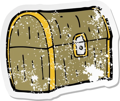 retro distressed sticker of a cartoon treasure chest vector