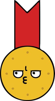 cute cartoon gold medal vector